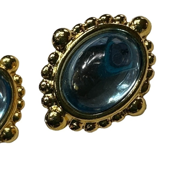 Fabulous and chic vintage aqua clip earrings signed by Anne Klein - Picture 5 of 7